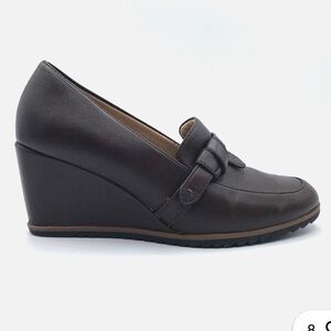 Naturalizer Soul Hila Black Faux Leather Wedge Loafers Women’s 10W